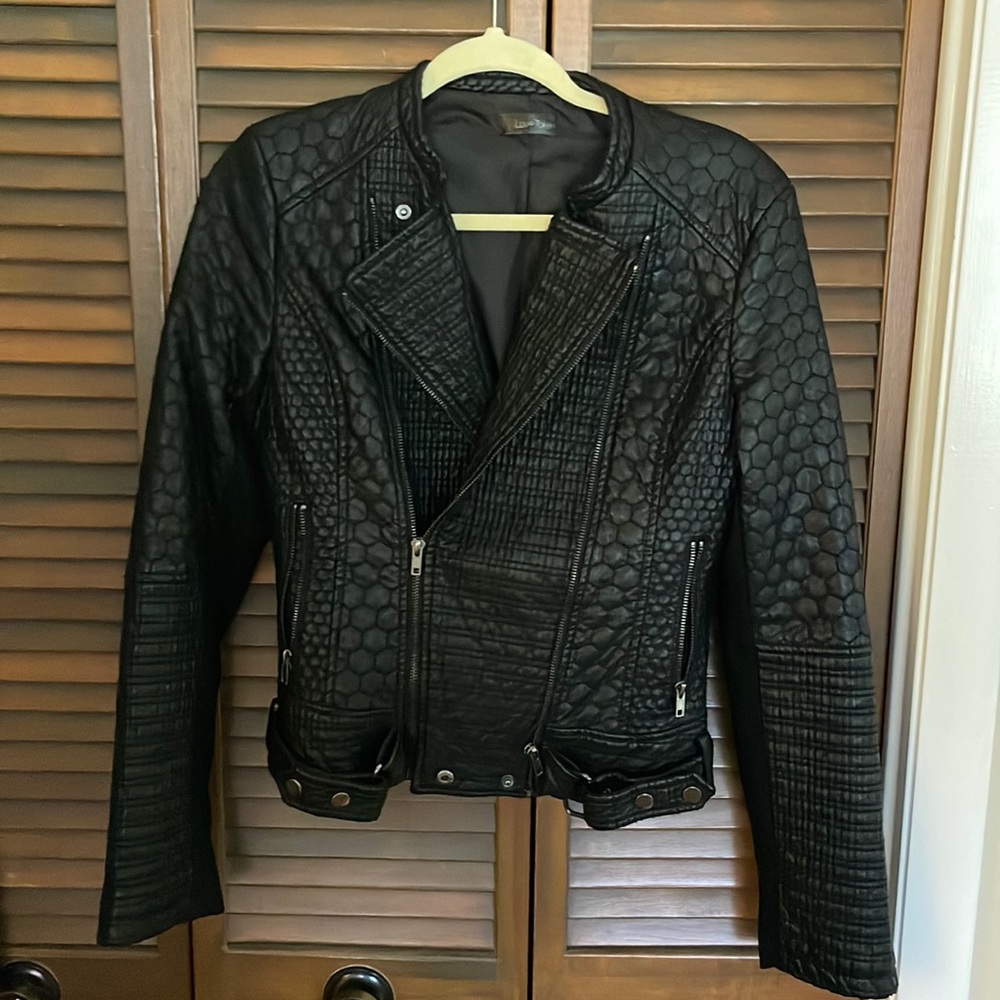 Embossed Black leather jacket like new